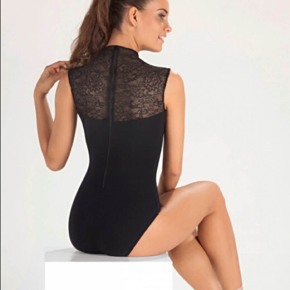 Sexy Lace mock neck leotard